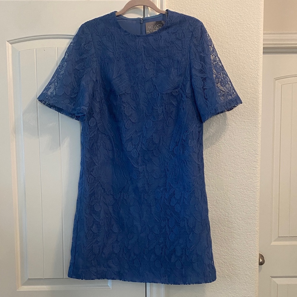 Lela Rose Cornflower Blue Lace Rachel Tunic Dress